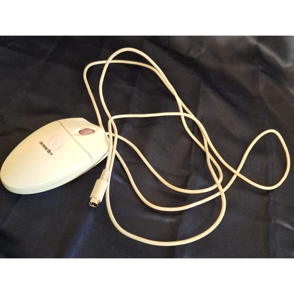 Interact i-73801‎ PS/2 Mouse Scroll Wheel Vintage Beige 2-button 6.5 foot cord